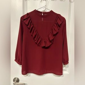 Maroon, chiffon, blouse, size small
